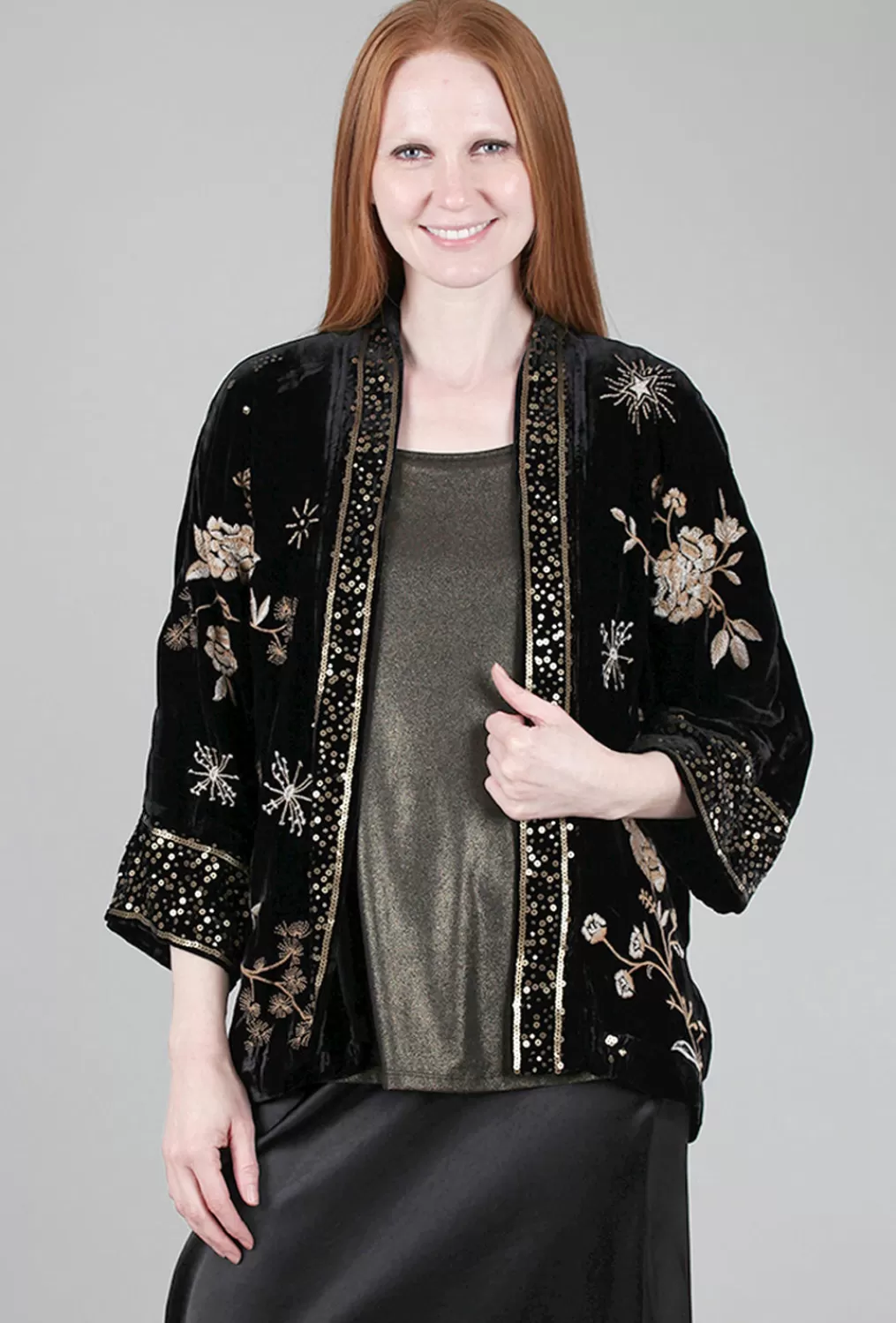 Flash Sale Evie Lou Ally Velvet Kimono, Black