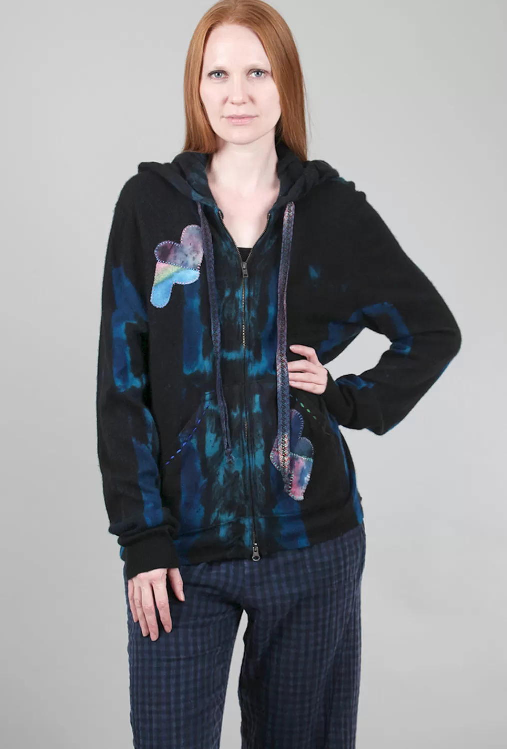 Sale Evie Lou Applique Zip Hoodie, Blues