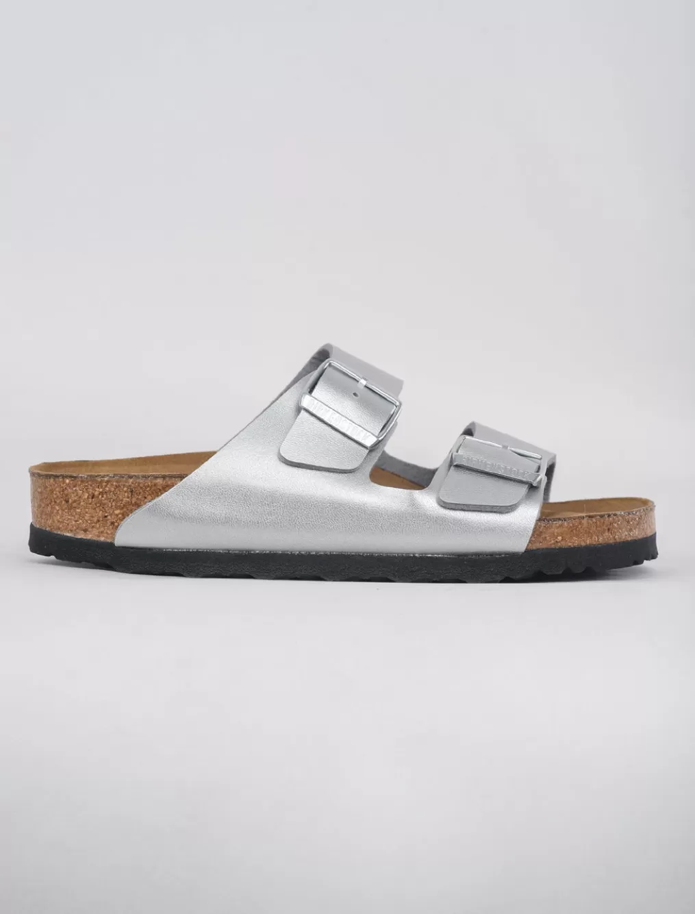 New Evie Lou Arizona Soft Bed Sandal, Metallic Silver