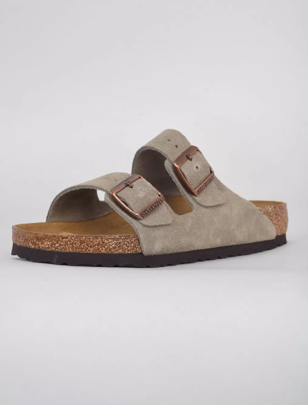 Store Evie Lou Arizona Soft Bed Sandal, Taupe Suede