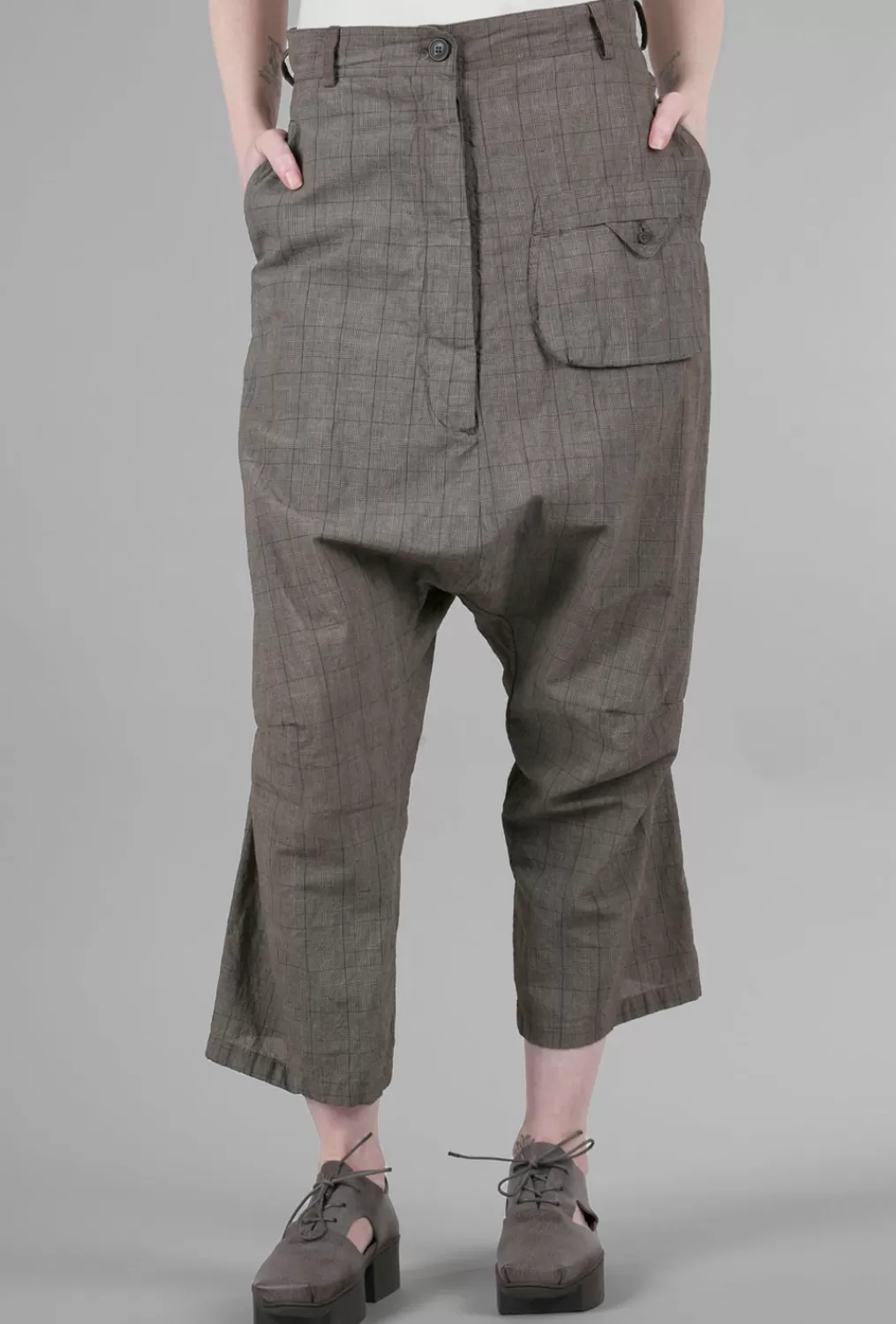 New Evie Lou Artsy Banker Plaid Pant, Linen