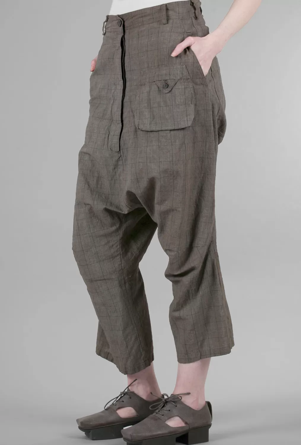 New Evie Lou Artsy Banker Plaid Pant, Linen