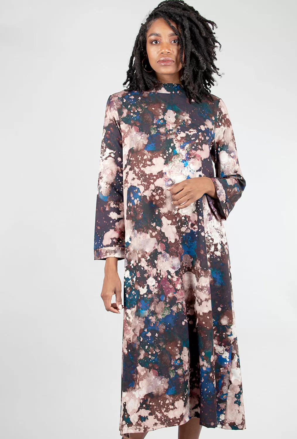 New Evie Lou Avila Print Dress, Galassia Wine