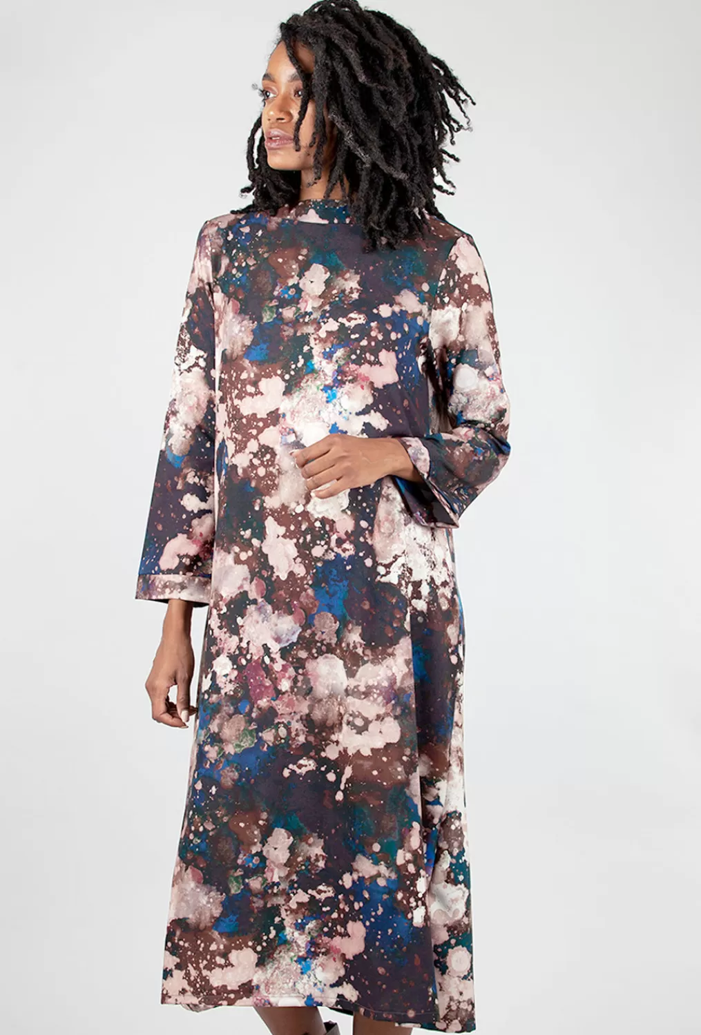 New Evie Lou Avila Print Dress, Galassia Wine