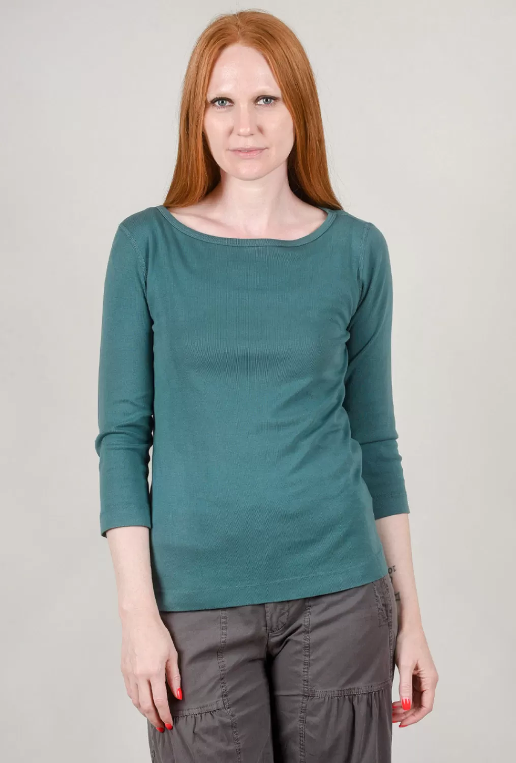 Hot Evie Lou Basic 3/4-Sleeve Boatneck Tee, Reef