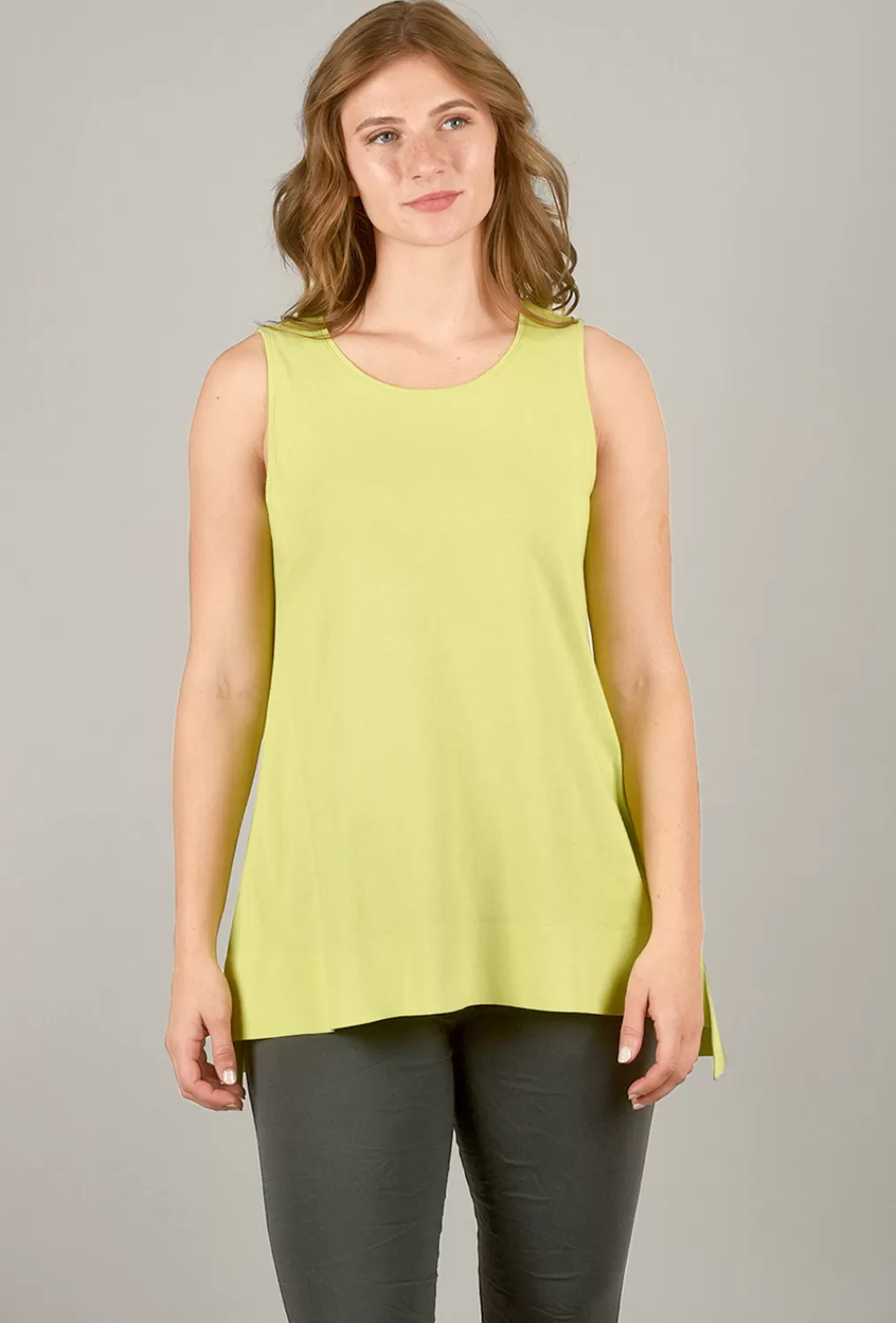 Hot Evie Lou Bonded Hem Long Tank, Kiwi