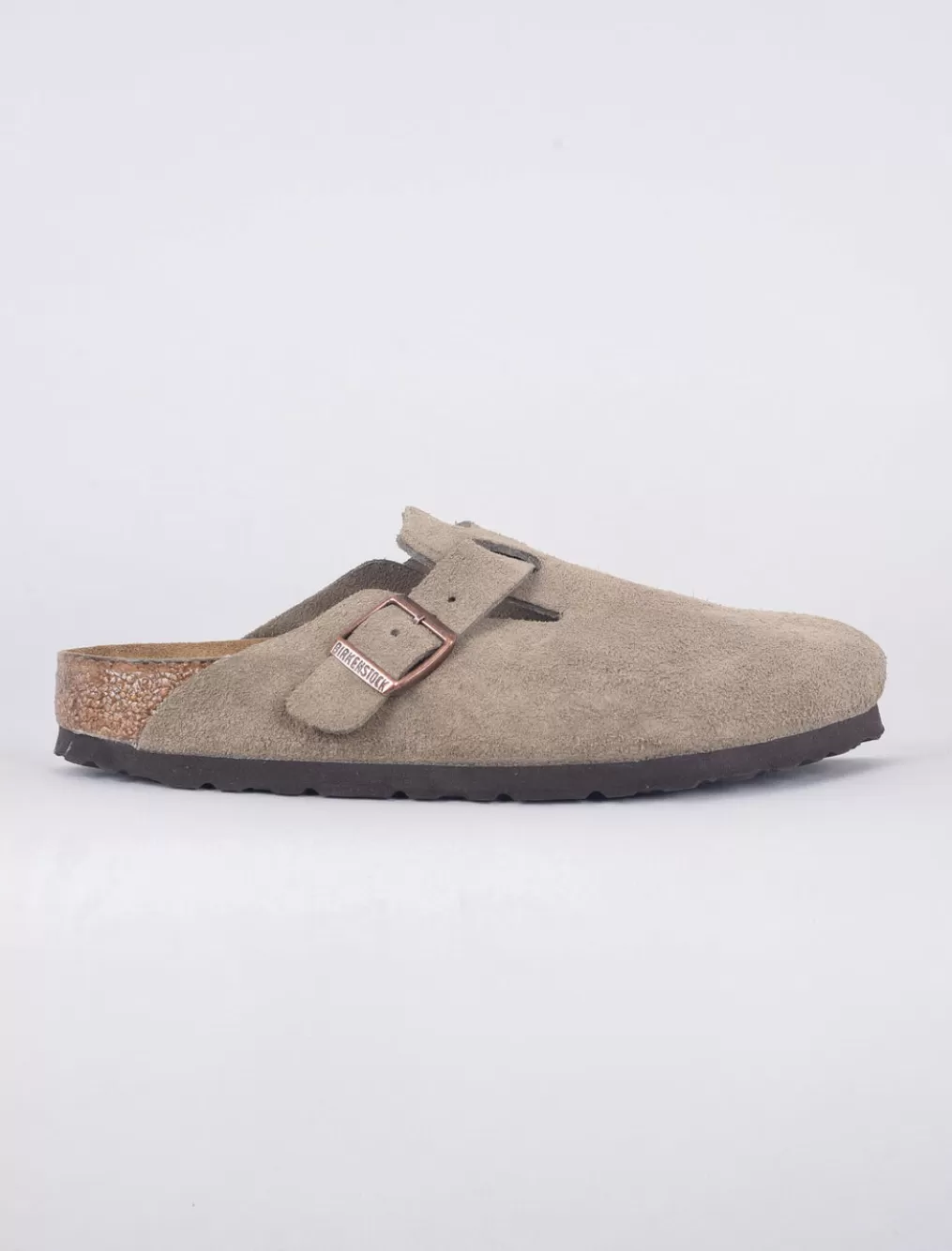 Shop Evie Lou Boston Suede Clogs, Taupe