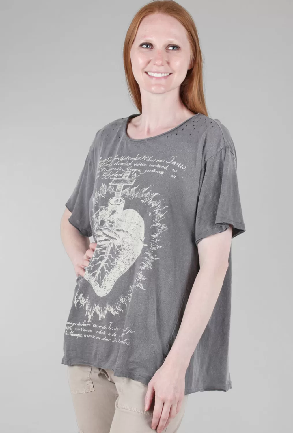 New Evie Lou Boyfriend Tee, Faithful Heart/Ozzy Gray