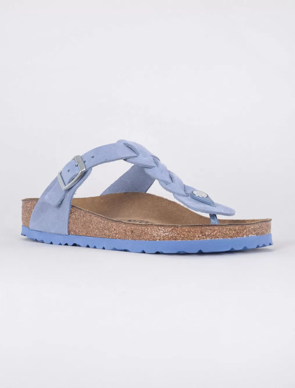 Store Evie Lou Braided Gizeh Sandal, Dusty Blue