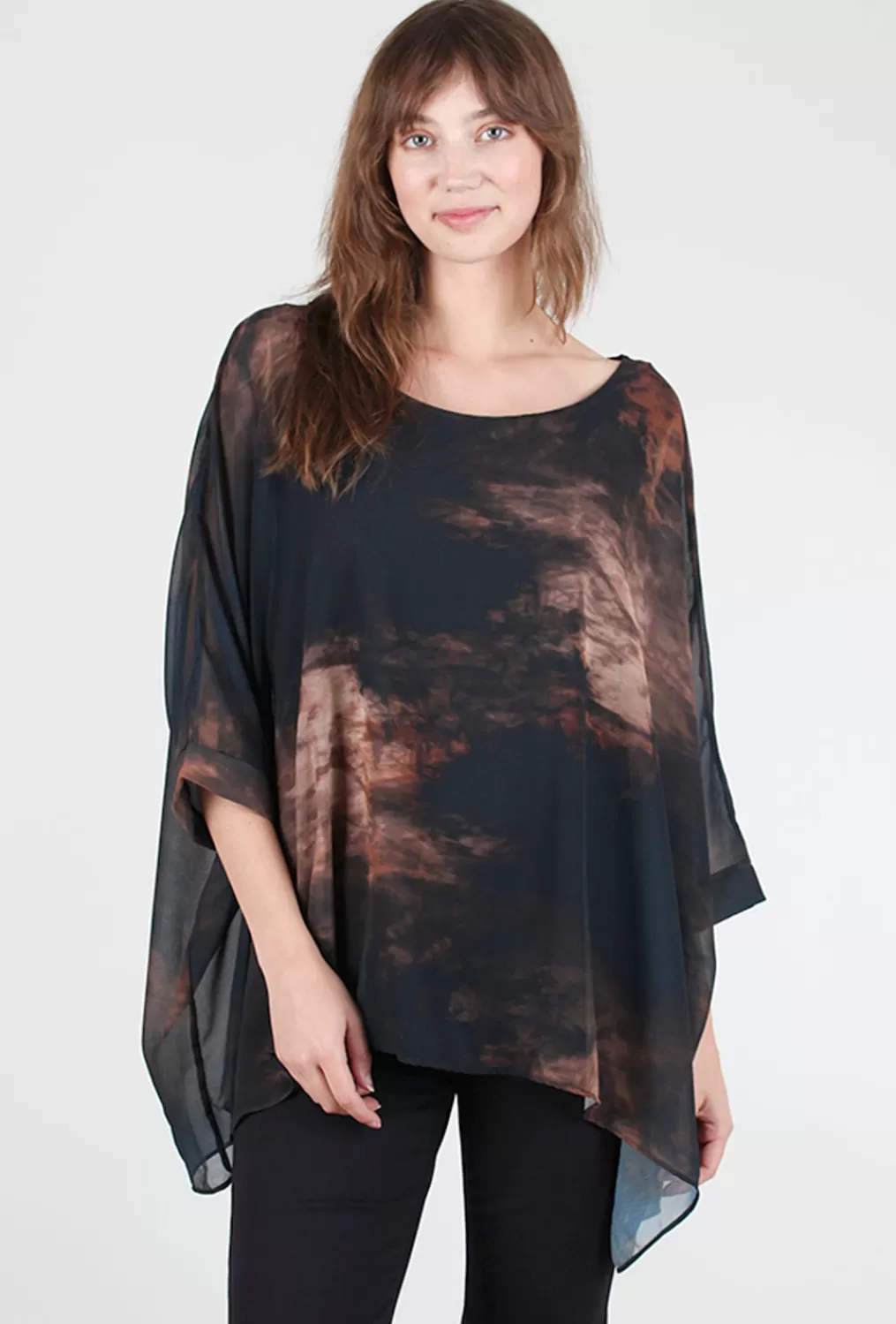 Sale Evie Lou Capri Poncho Top, Velvet/Earth