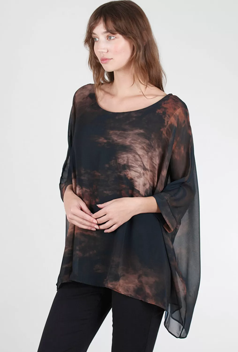 Sale Evie Lou Capri Poncho Top, Velvet/Earth