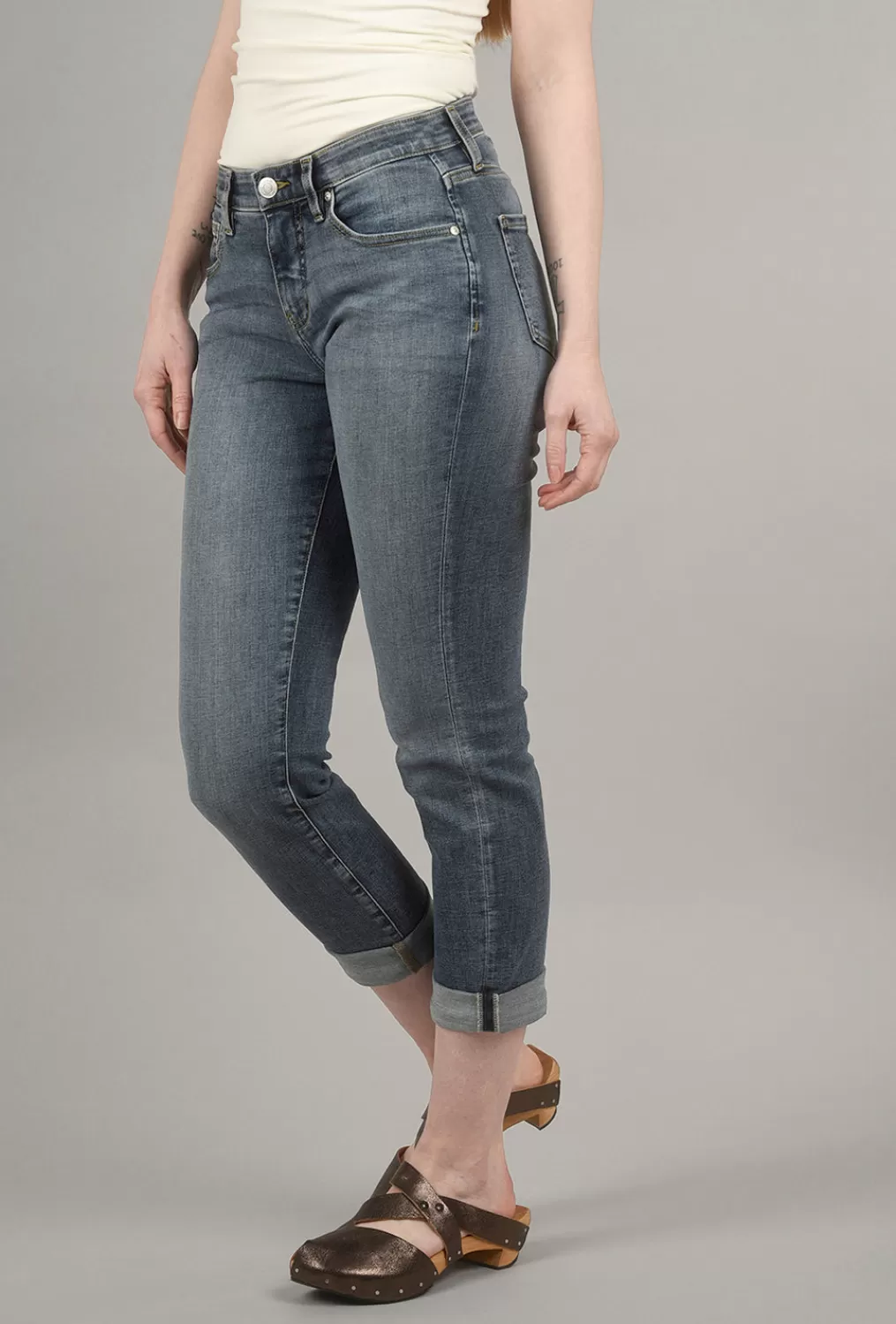 Online Evie Lou Carter Girlfriend Jeans, Mid-Vintage Blue