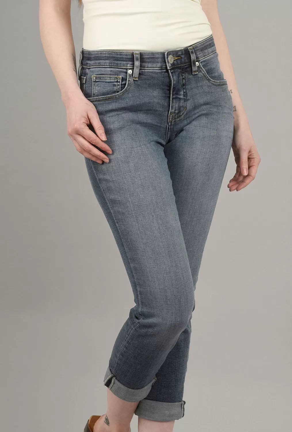 Online Evie Lou Carter Girlfriend Jeans, Mid-Vintage Blue