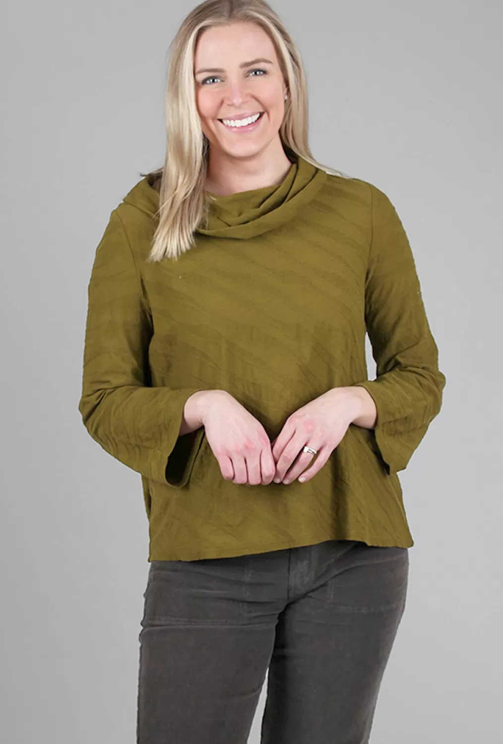 Outlet Evie Lou Cascade Cotton Cowl Tee, Moss