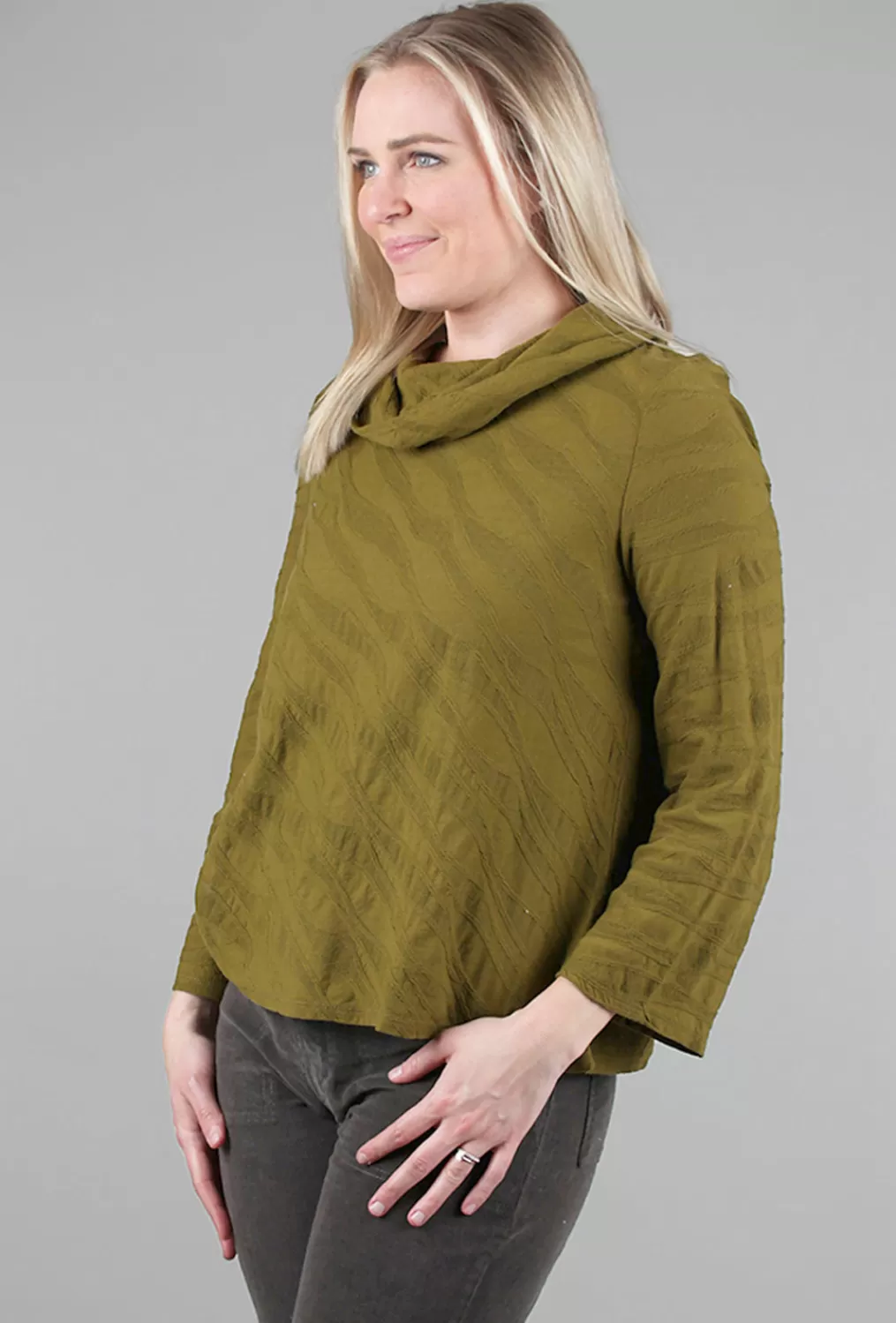 Outlet Evie Lou Cascade Cotton Cowl Tee, Moss