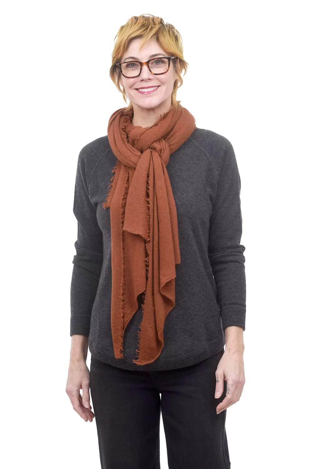 Hot Evie Lou Cashmere Love Scarf, Red Leather