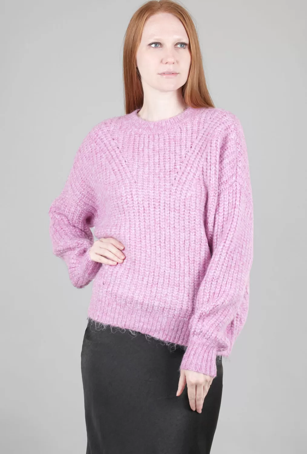 Clearance Evie Lou Chunky Ribbed Pullover, Freesia Pink