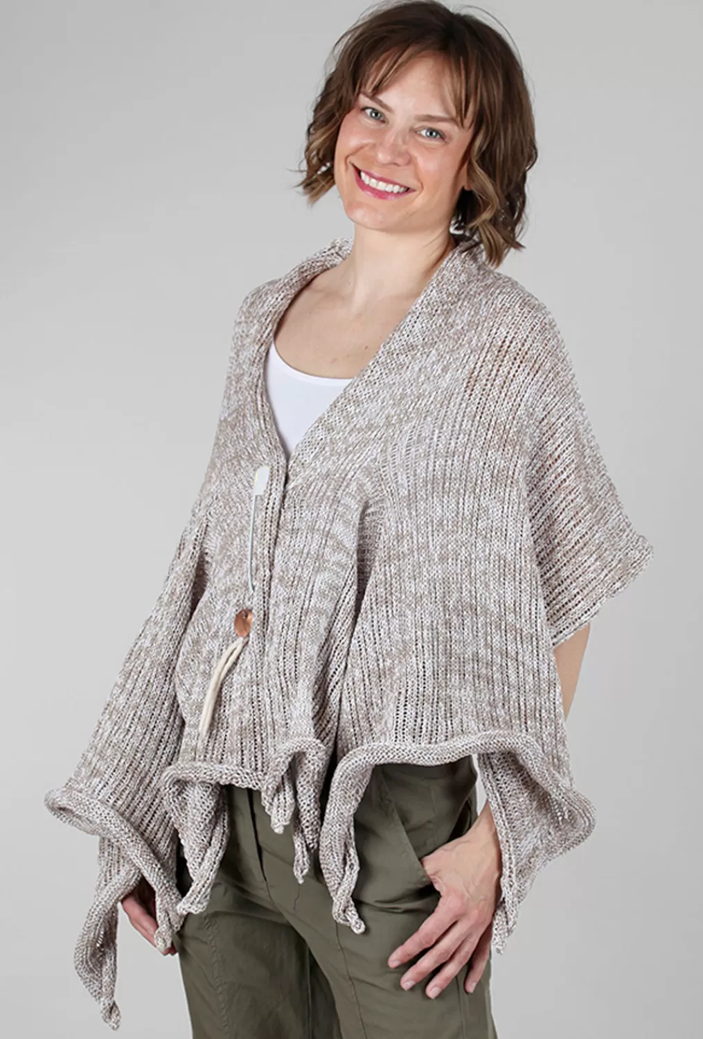 Best Sale Evie Lou Clever Shawl Cardie, Tan/Fisher