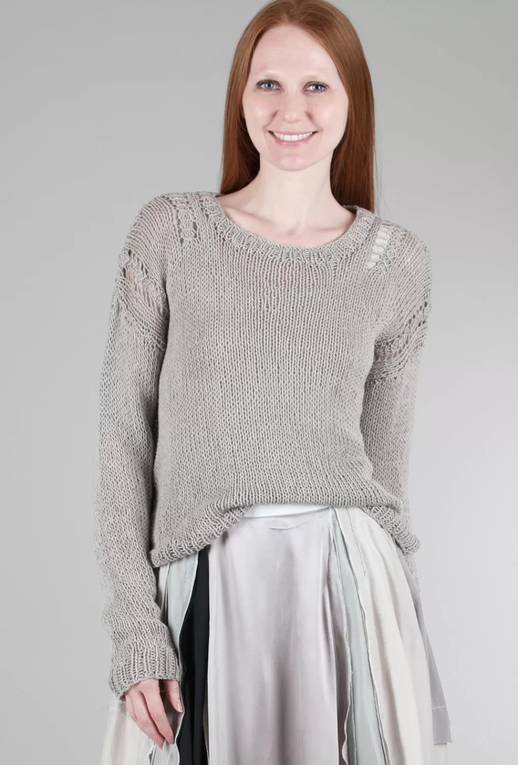 Best Sale Evie Lou Coc Loose-Knit Pullover, Original Gray