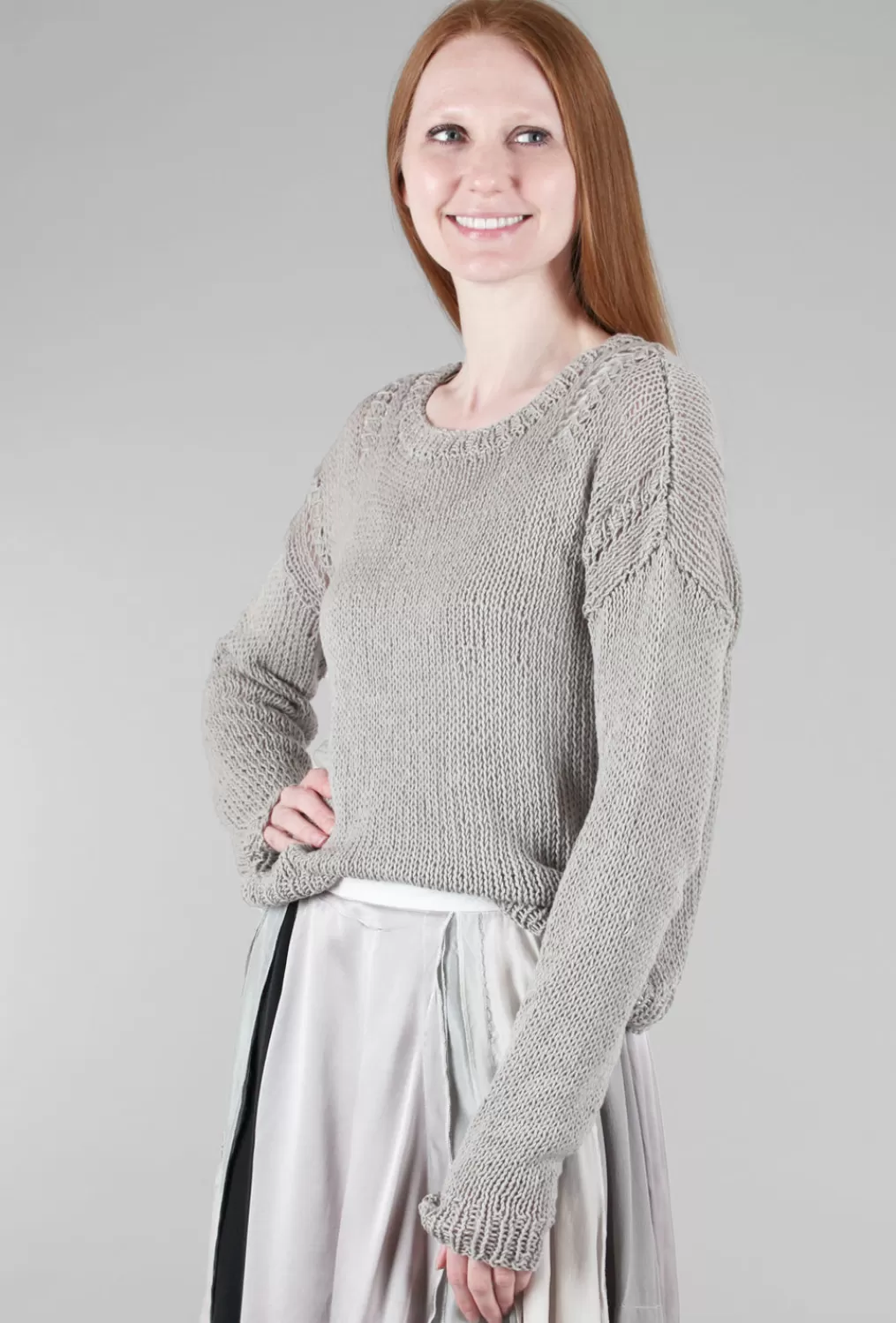 Best Sale Evie Lou Coc Loose-Knit Pullover, Original Gray