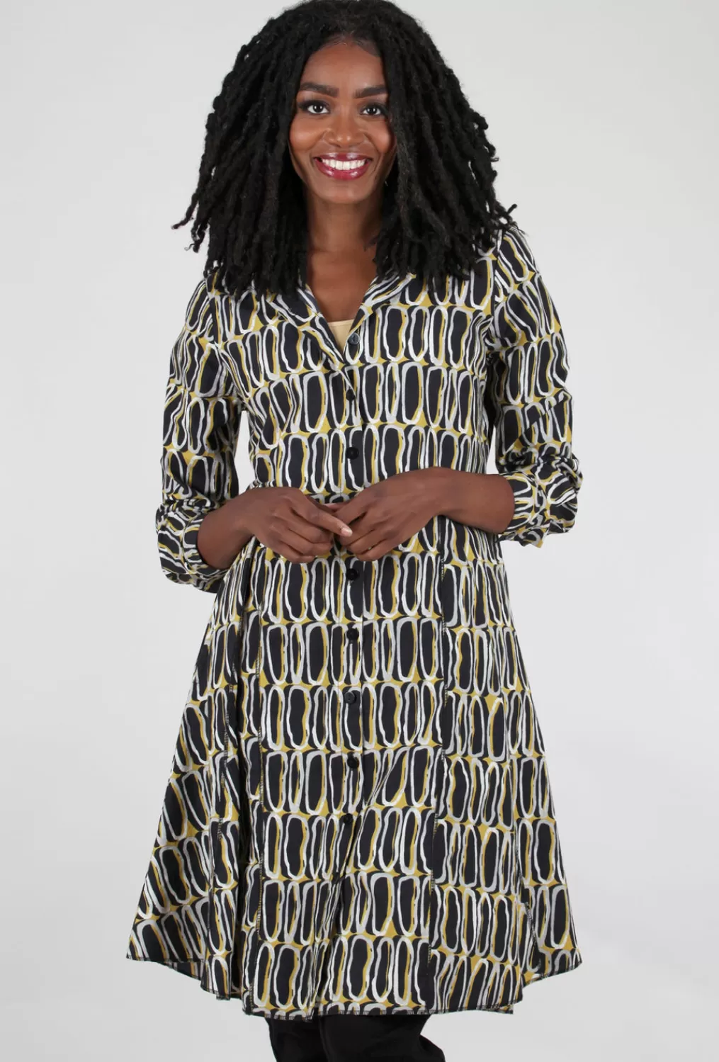 Shop Evie Lou Collins Dress, Black/Olive Oil