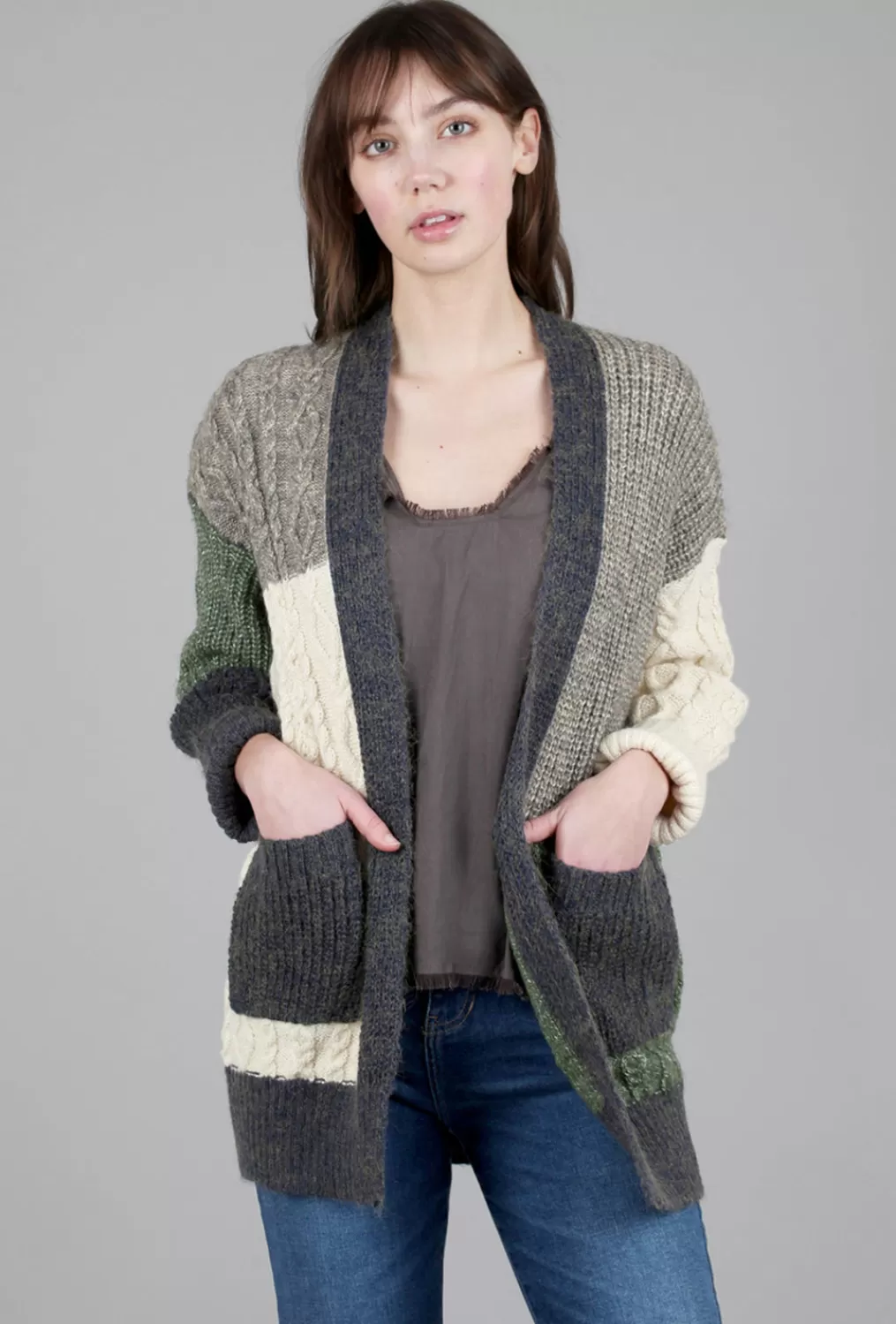 Best Evie Lou Color Block Cardie, Earth