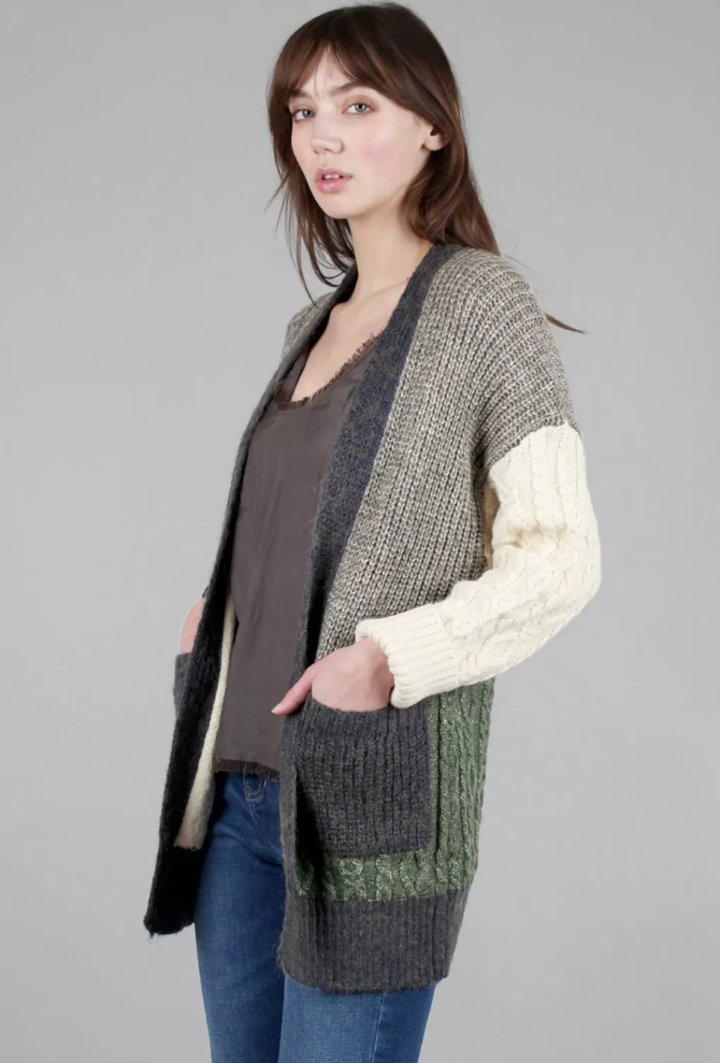 Best Evie Lou Color Block Cardie, Earth