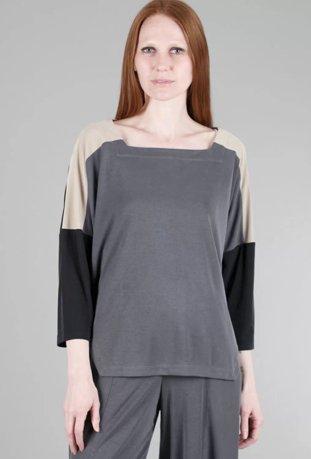 Cheap Evie Lou Colorblock Cupro Top, Charcoal