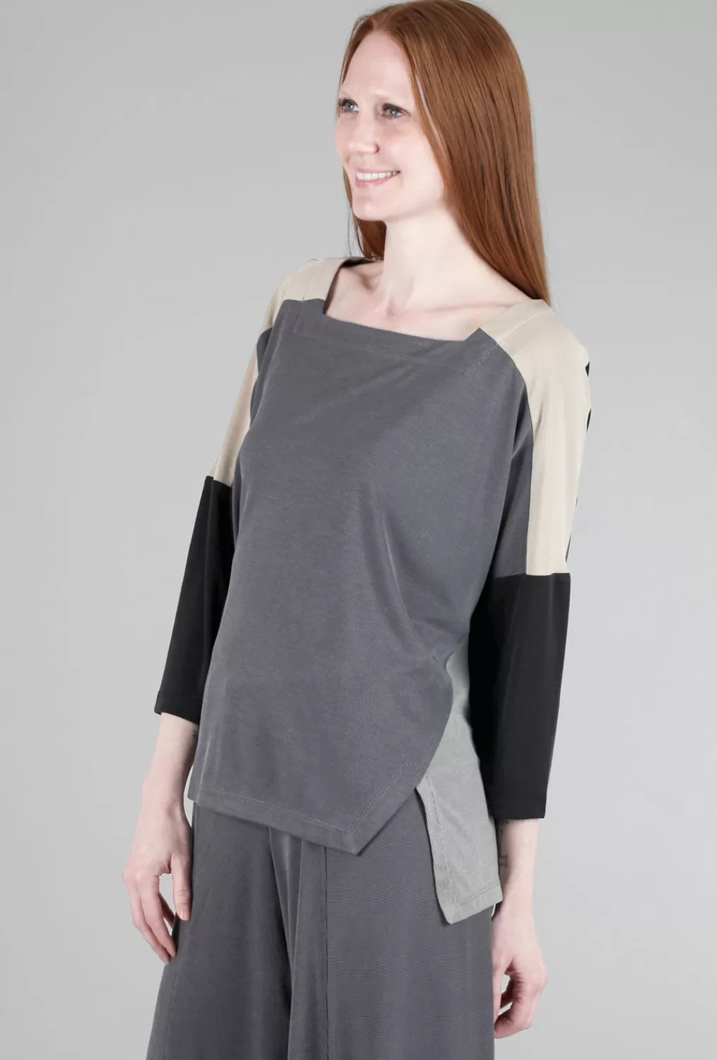 Cheap Evie Lou Colorblock Cupro Top, Charcoal