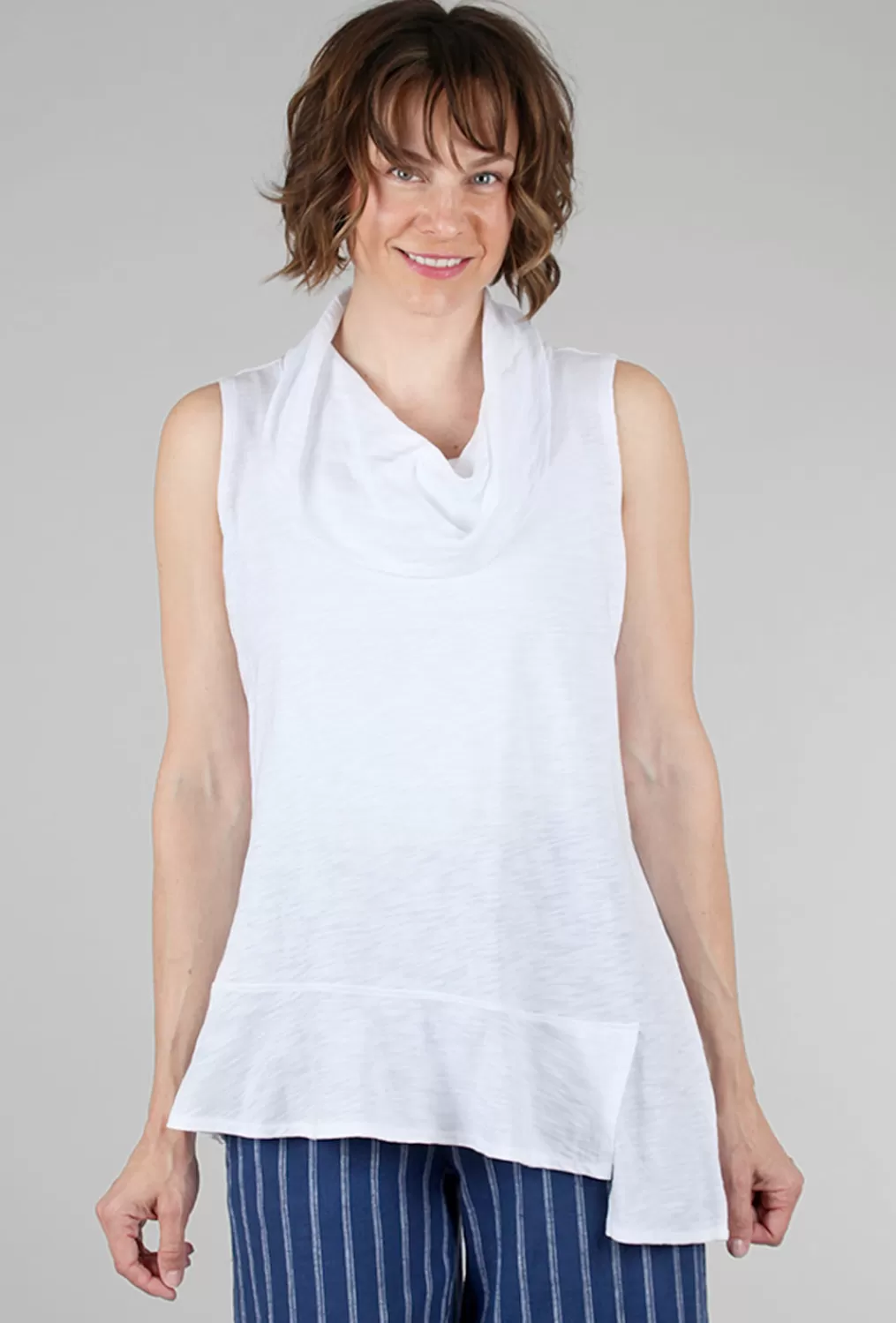 Fashion Evie Lou Cotton Pebble Flounce Tank, White