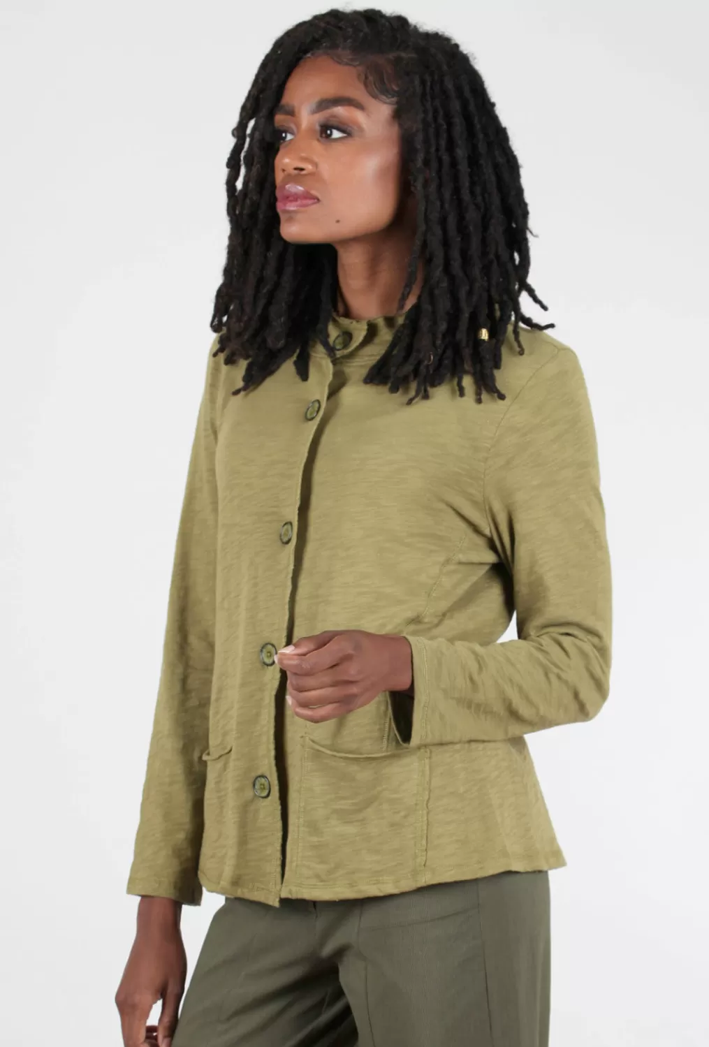 Clearance Evie Lou Cotton Pebble Pocket Cardie, Olive