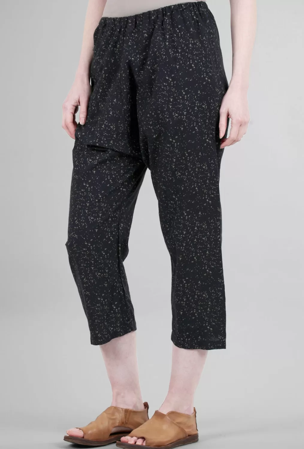 Hot Evie Lou Cotton Slouch Pant, Black Speckle