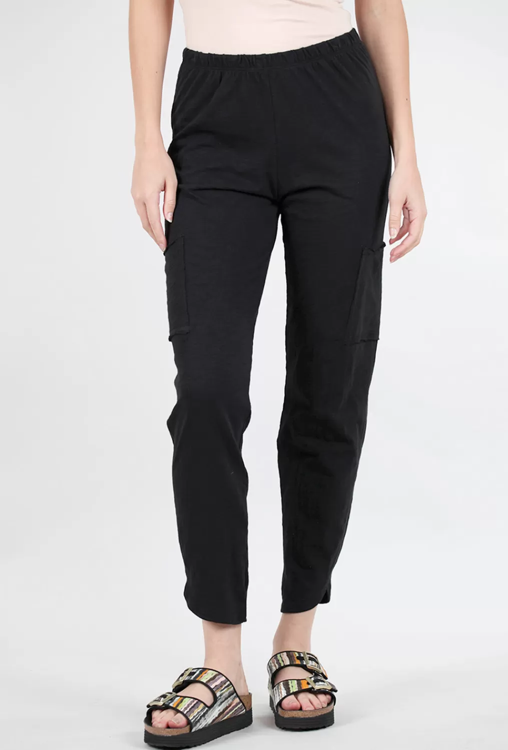 Hot Evie Lou Cotton Slub Pocket Ankle Pant, Black