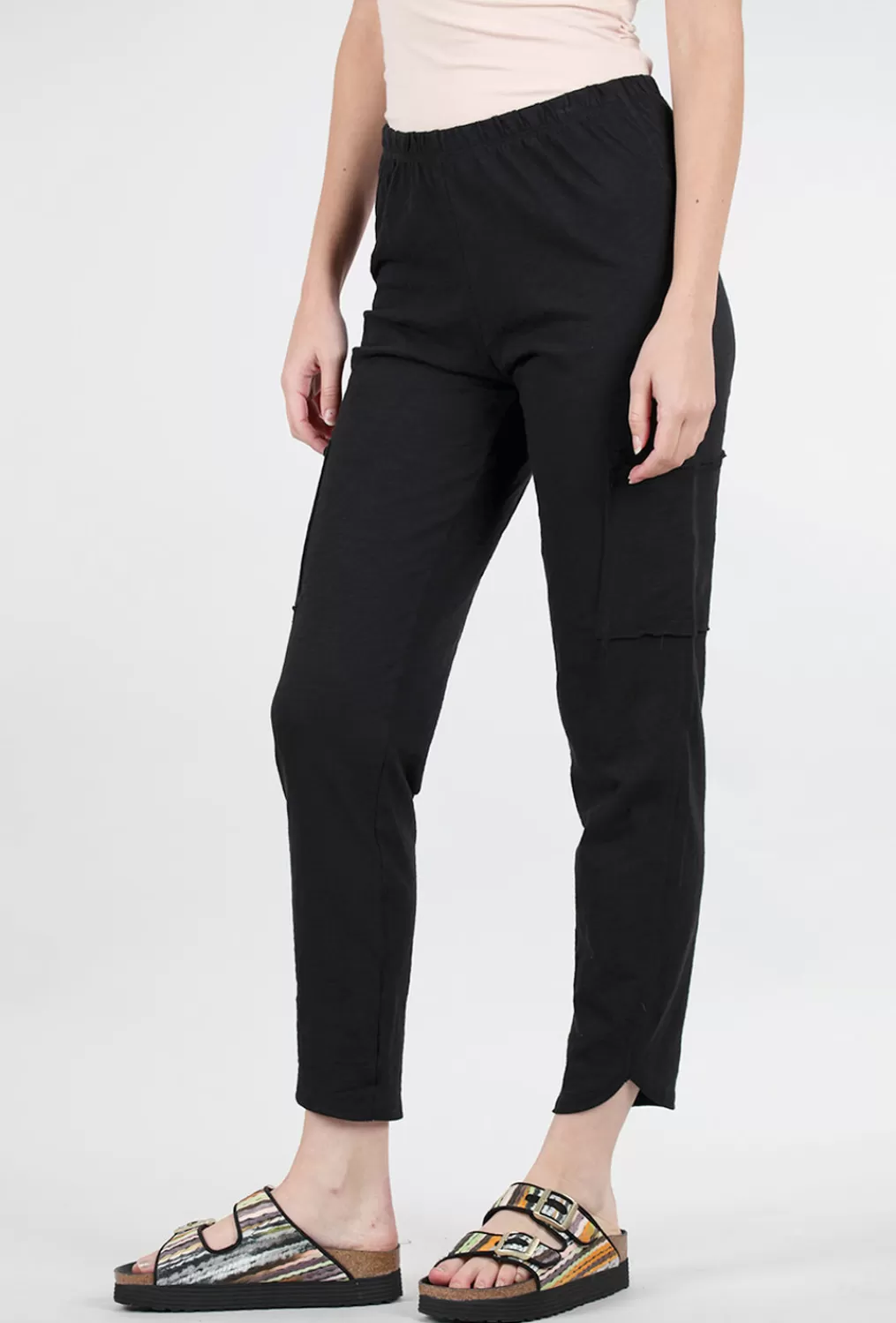 Hot Evie Lou Cotton Slub Pocket Ankle Pant, Black