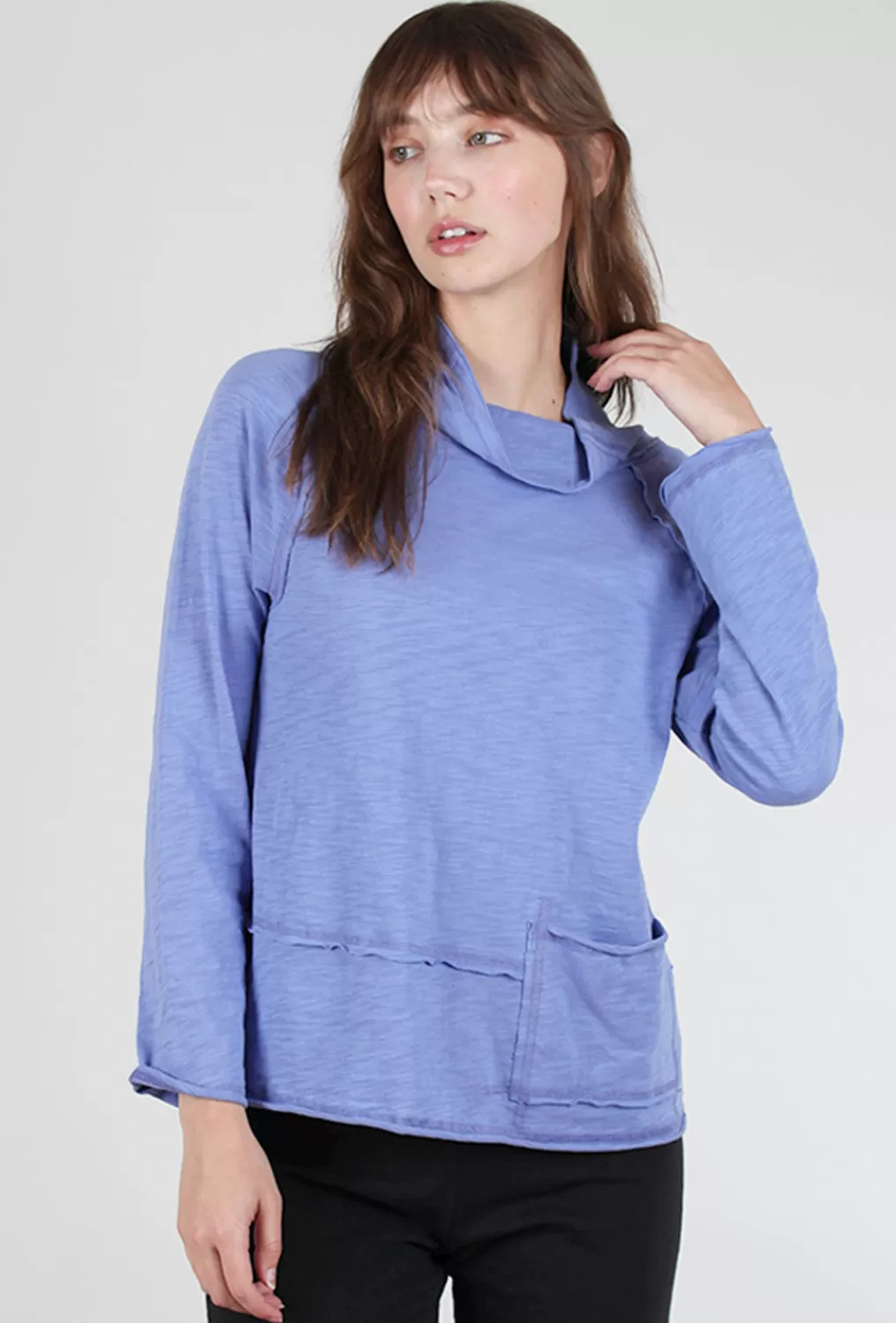 Best Sale Evie Lou Cotton Slub Pocket Pullover, Baja Blue