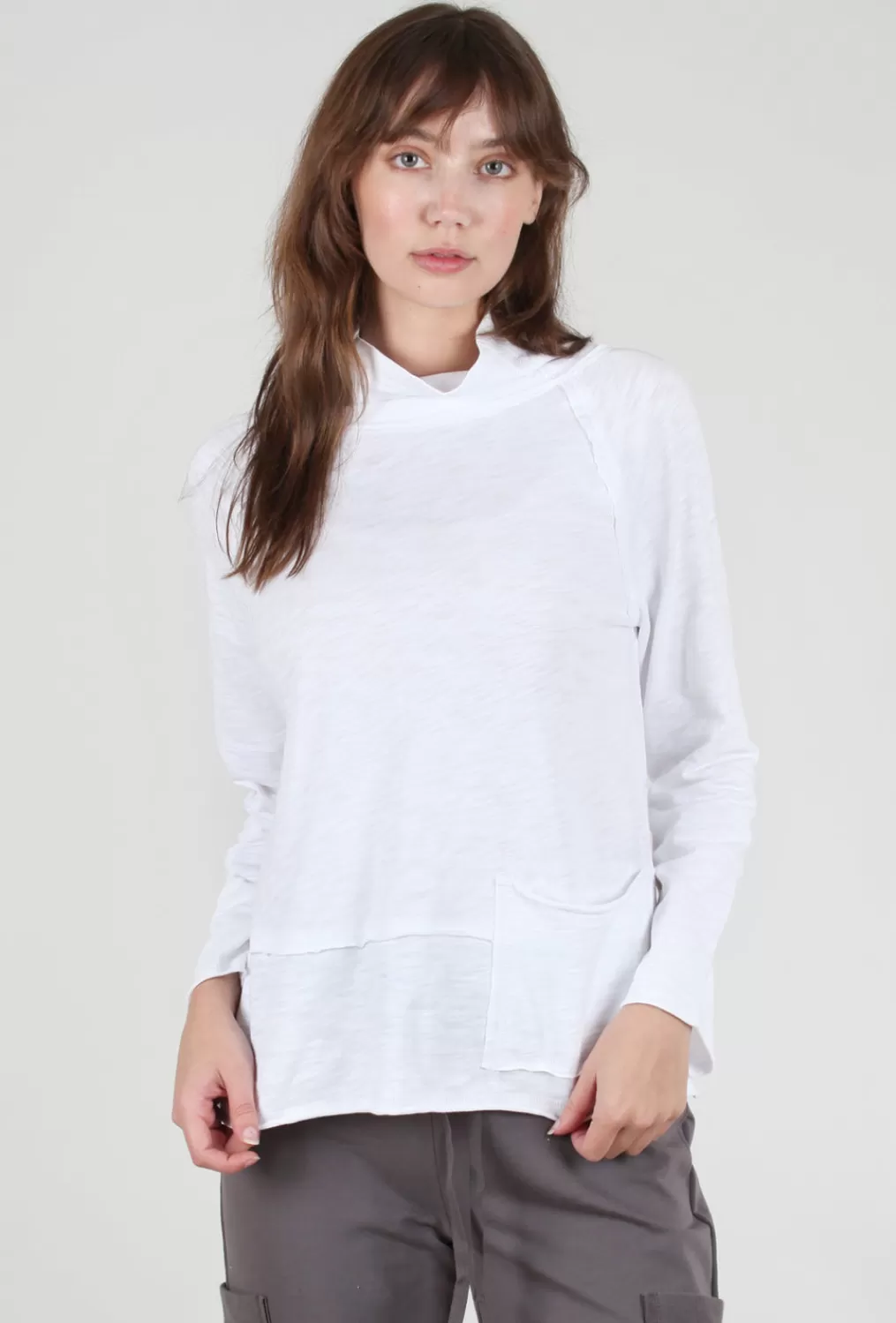 Hot Evie Lou Cotton Slub Pocket Pullover, White