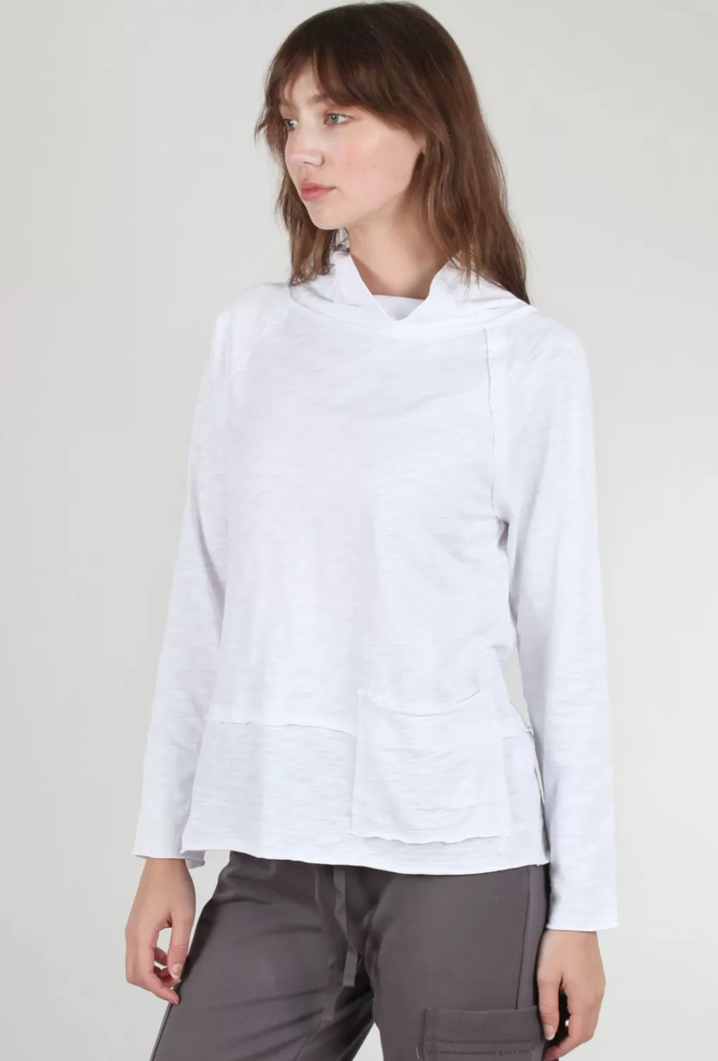 Hot Evie Lou Cotton Slub Pocket Pullover, White