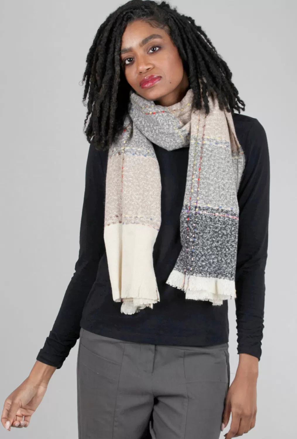 Best Sale Evie Lou Crc Topstitch Scarf, Black Multi