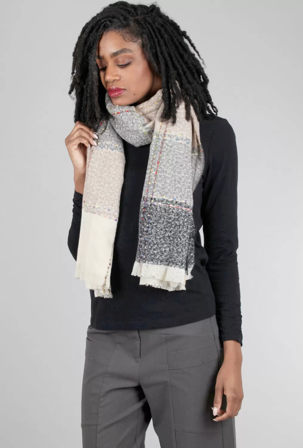 Best Sale Evie Lou Crc Topstitch Scarf, Black Multi