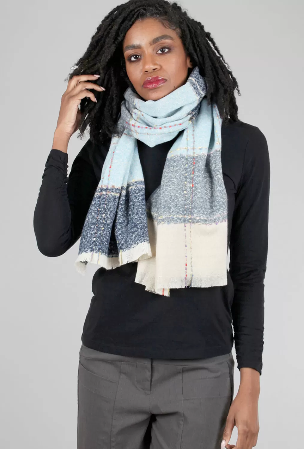 Online Evie Lou Crc Topstitch Scarf, Blue Multi