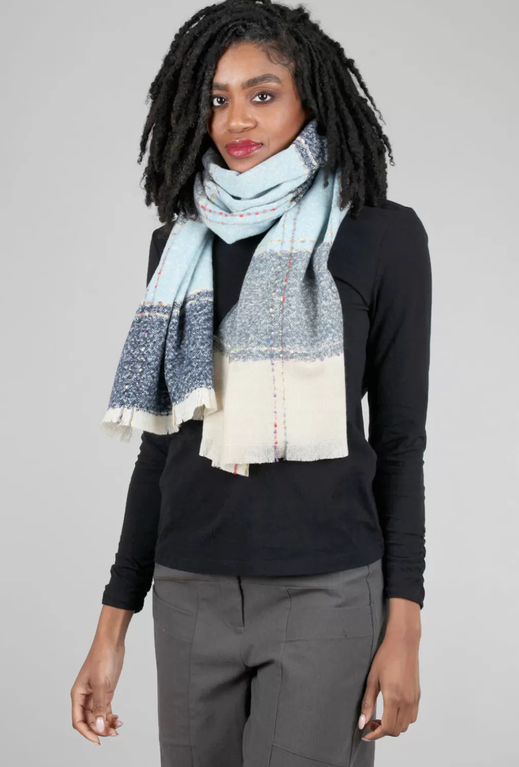 Online Evie Lou Crc Topstitch Scarf, Blue Multi