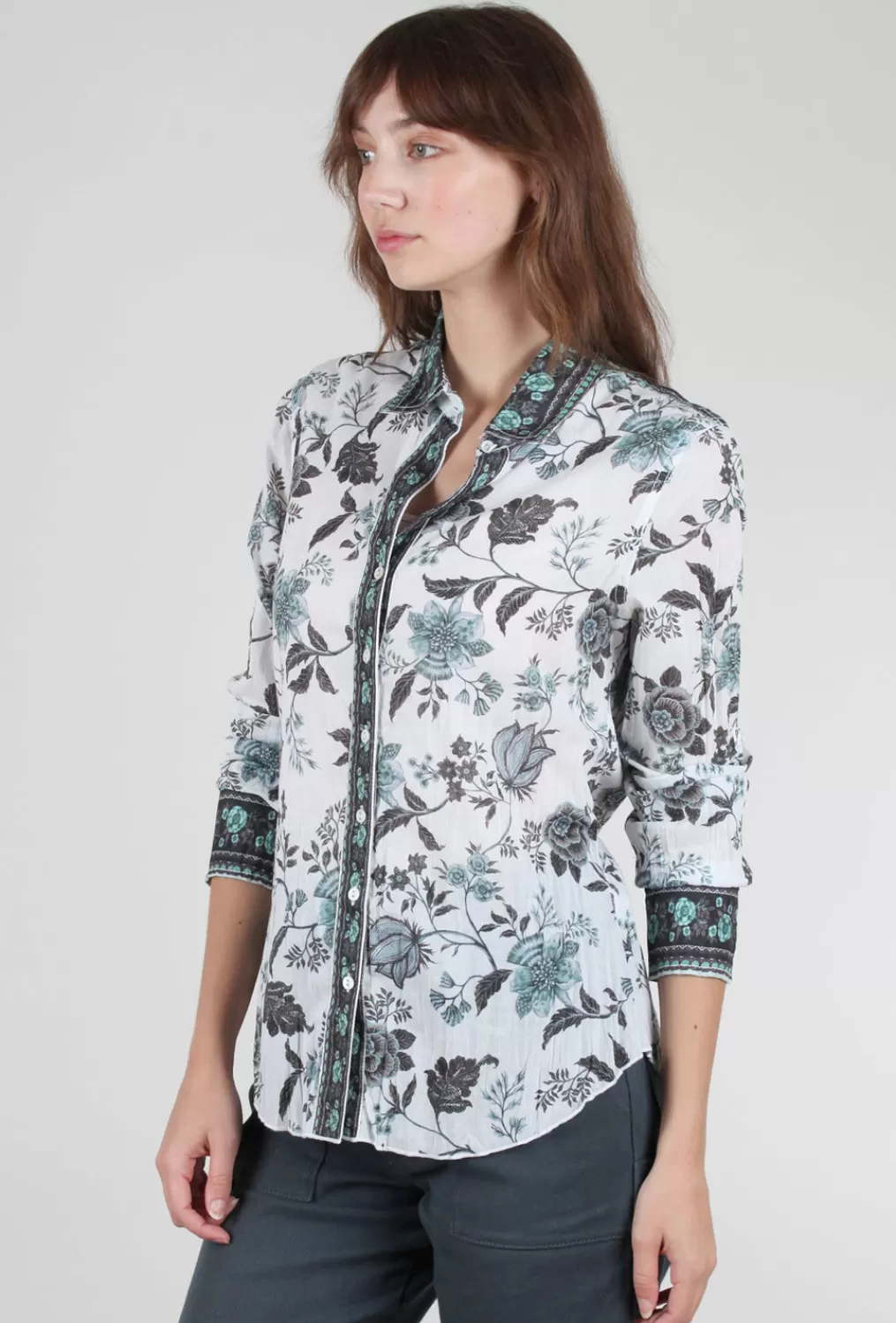 Best Sale Evie Lou Crinkle Cotton Shirt, Tunisia Seaglass