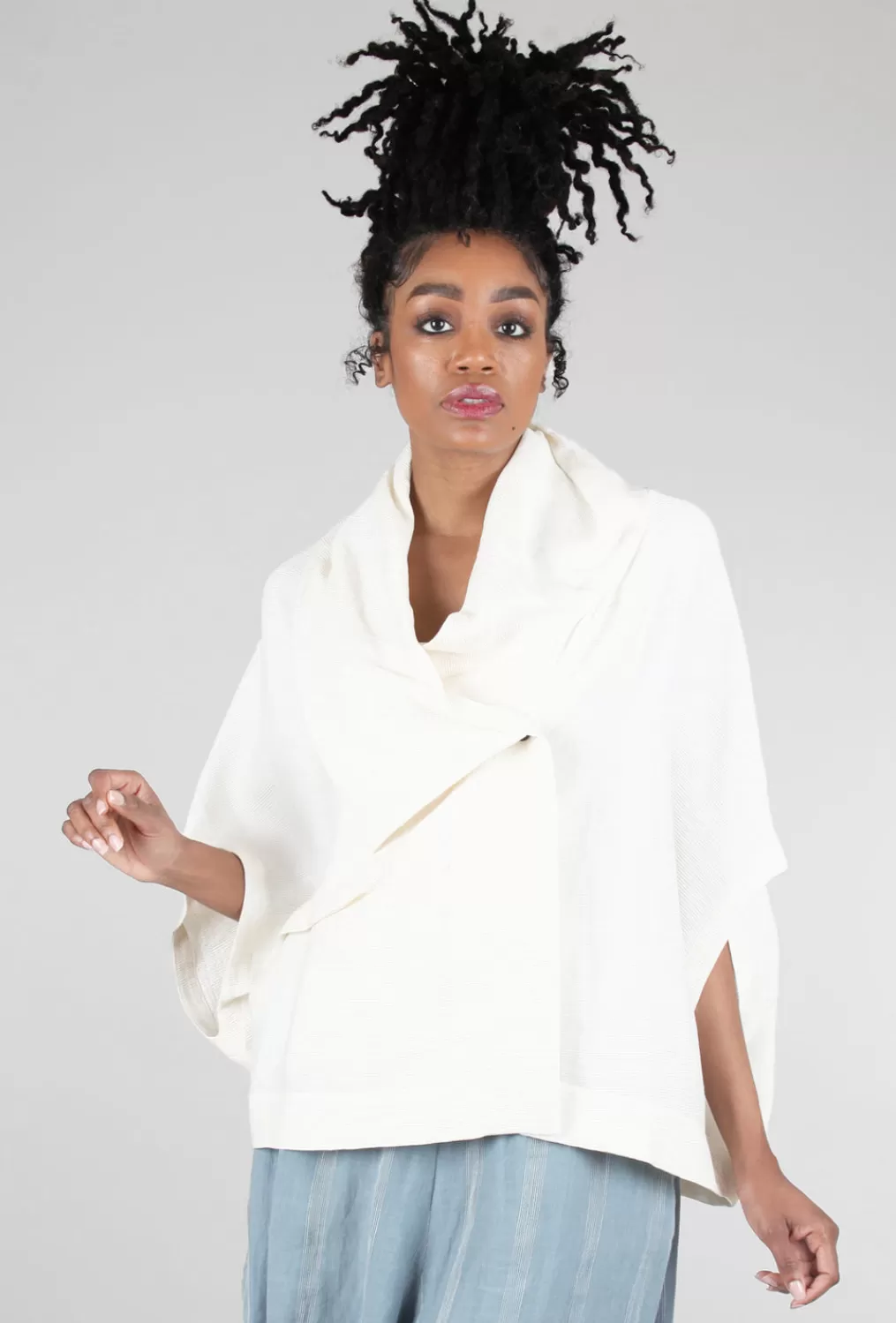 Fashion Evie Lou Crinkle Rib Jacket, Ivory