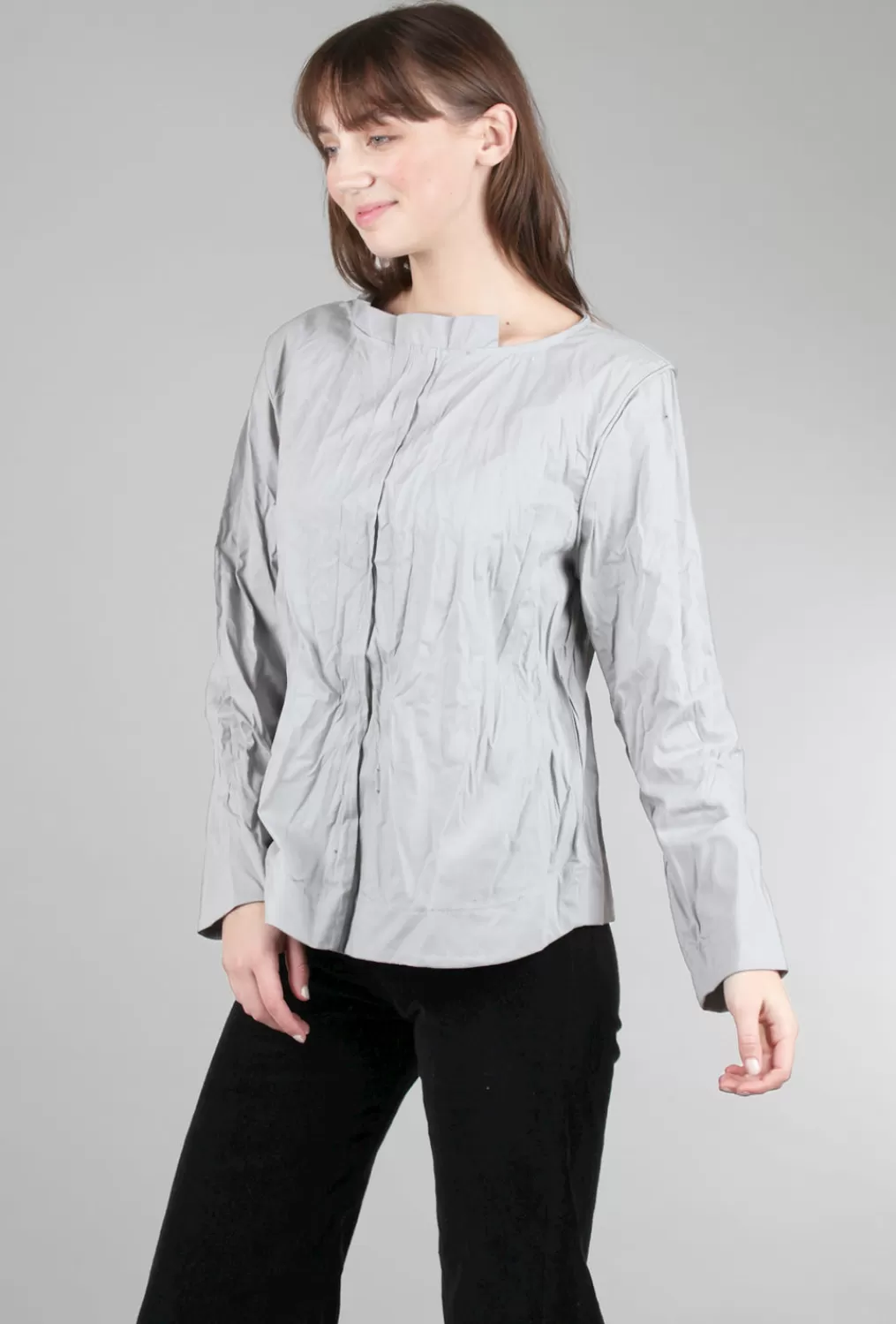 Discount Evie Lou Crinkle Tailored Top, Gray