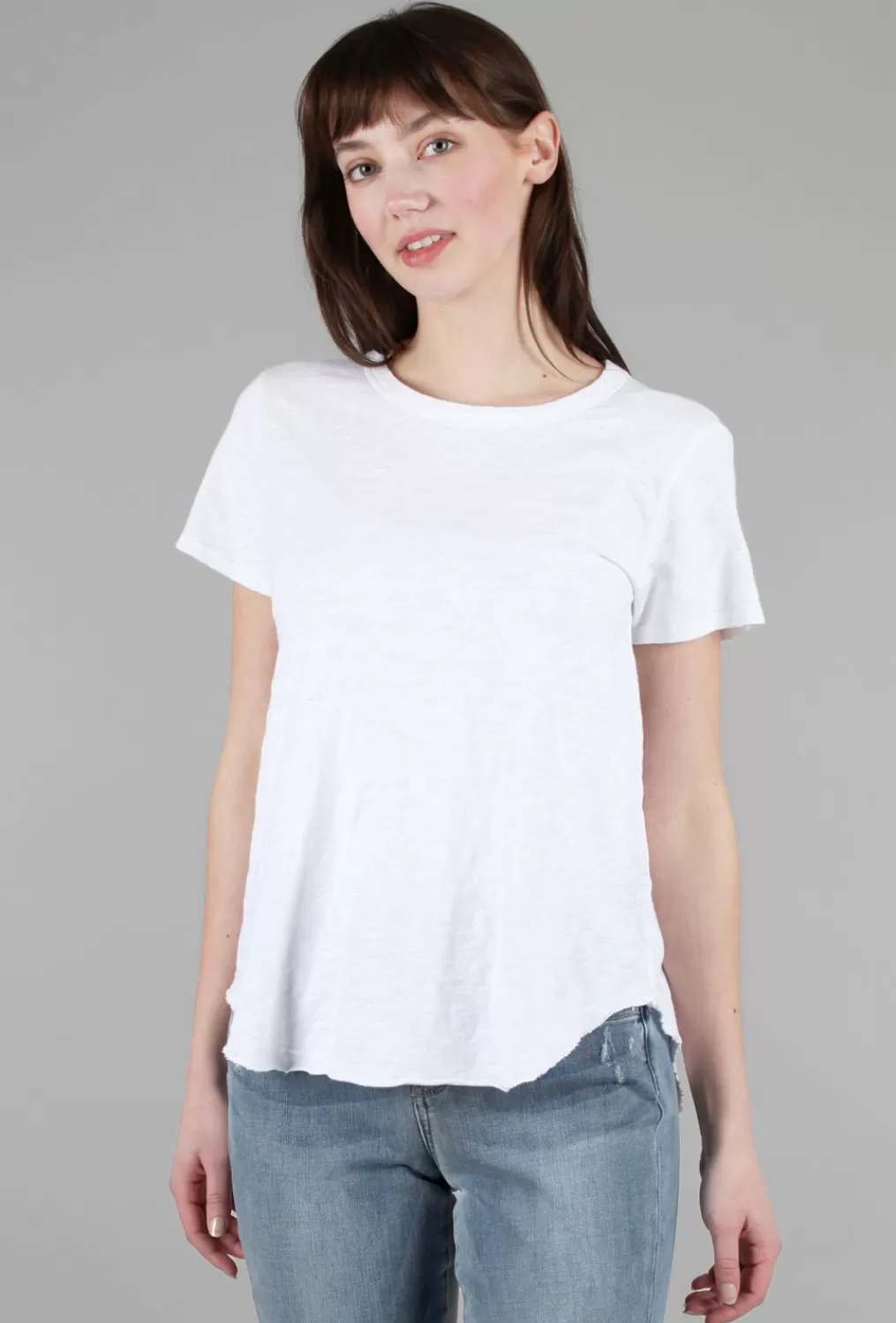 Flash Sale Evie Lou Curved Hem Crew T-Shirt, White