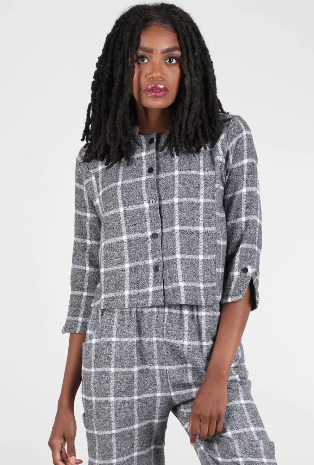 Sale Evie Lou Dakota Flannel Jacket, Gray Cambridge