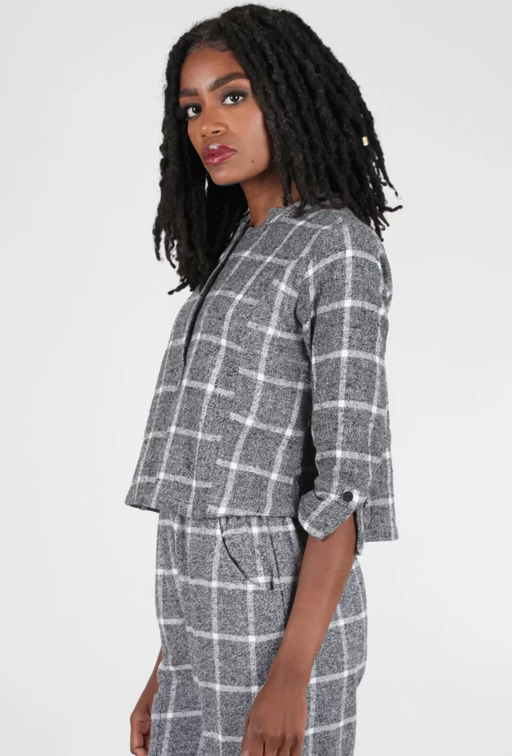 Sale Evie Lou Dakota Flannel Jacket, Gray Cambridge