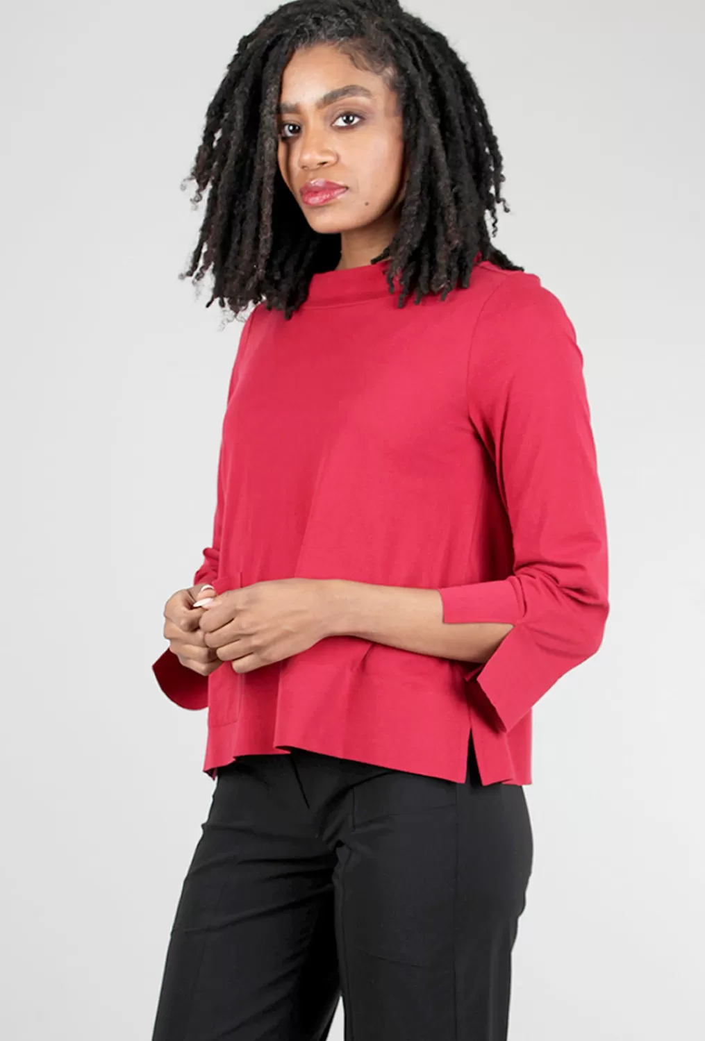 Shop Evie Lou Deep Hem Pocket Pullover, Garnet