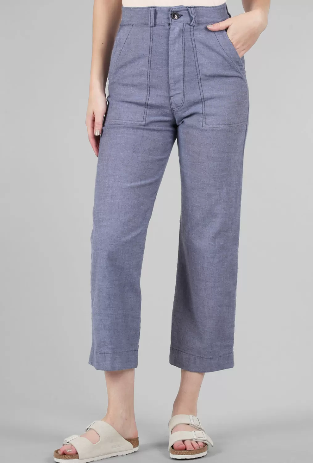 Sale Evie Lou Denim Boiler Pant, Purple Frost