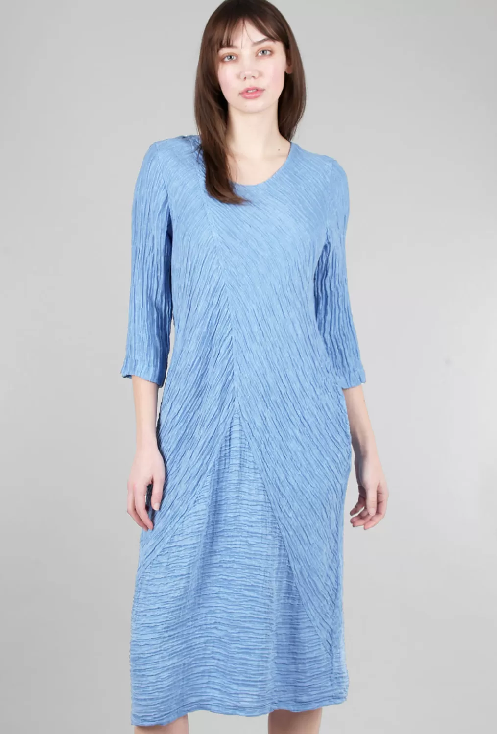 Flash Sale Evie Lou Directional Silk-Linen Dress, Periwinkle